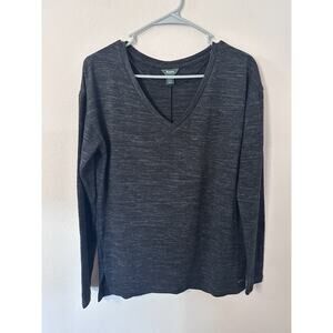 Roots Canada Heather Gray Long Sleeve Shirt Top Womens Size XS